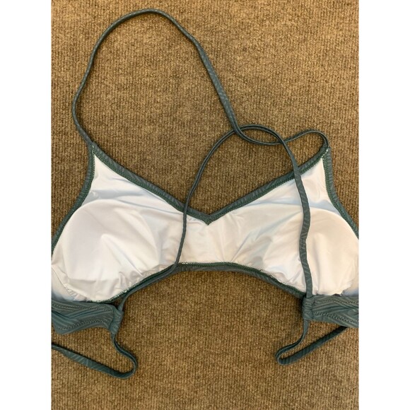 Cupshe Bikini Top Womens M Halter Cross Tie Textured Gray Beach Swim Pool - Picture 5 of 9